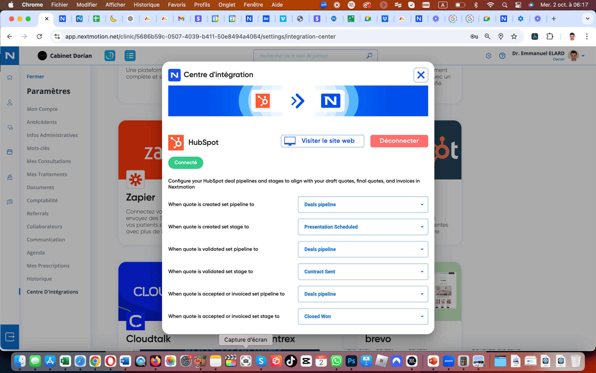 Hubspot integration Nextmotion