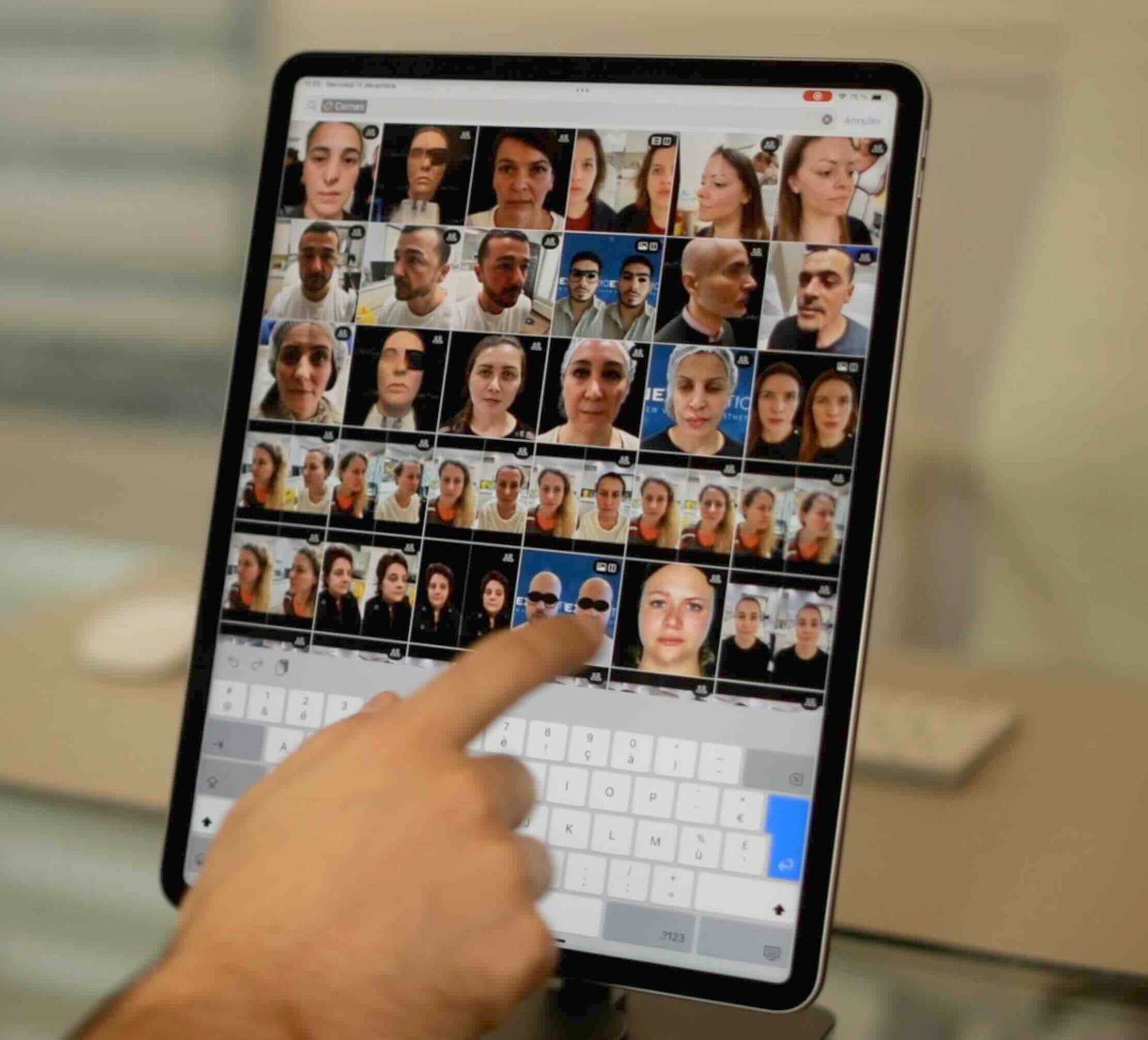User browsing the NM Capture portfolio on a tablet, displaying organized before/after photos for easy access and consultation