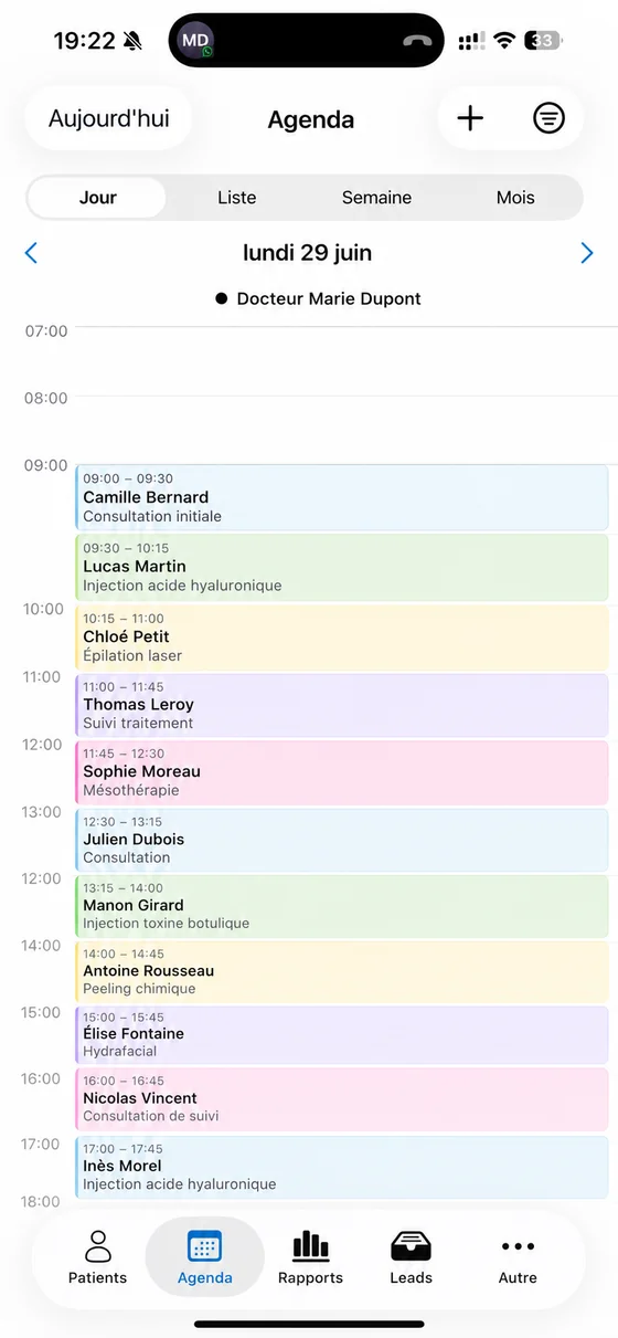 Native connected agenda in the Nextmotion Capture app